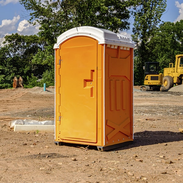 how often are the portable restrooms cleaned and serviced during a rental period in Roscoe